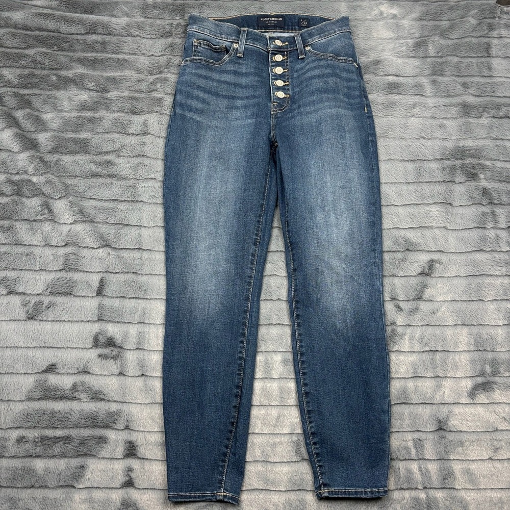 Lucky Brand Bridgette High Rise Skinny Ankle Jeans Blue Button Fly Size 6 28